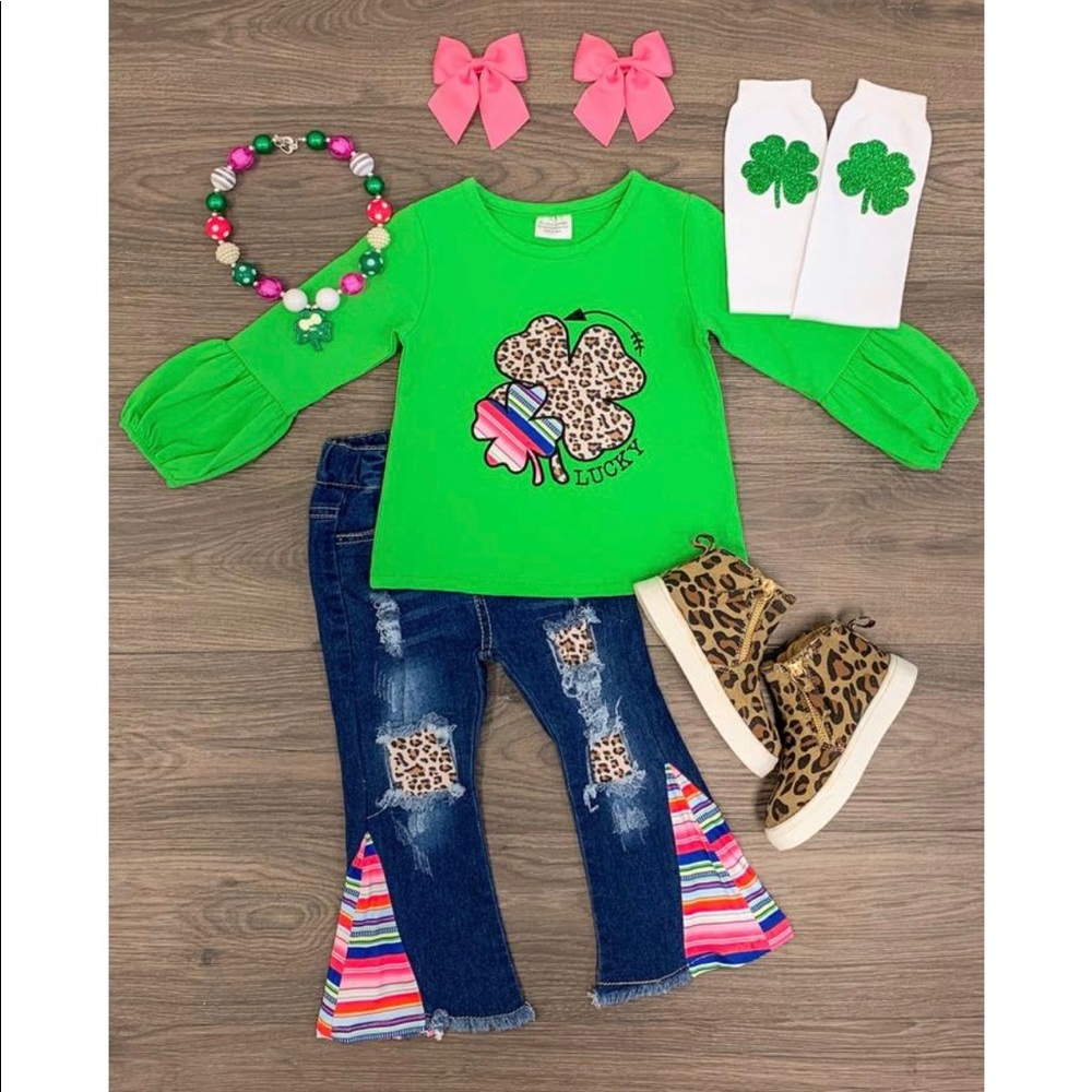 Jeans and shirt St Patrick’s Day Shamrock